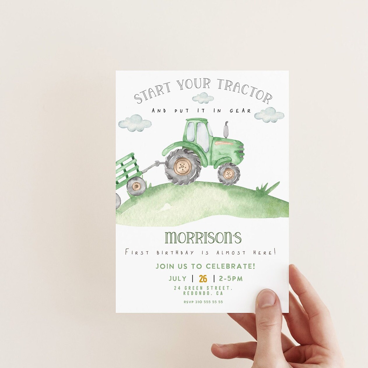 Tractor Birthday Thank You Tags: Farm Party Favor, Editable Template ...