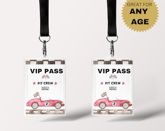 Race Car Birthday VIP Pass: Pit Crew Party, Editable Template (Instant Download)