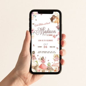 Evite Fairy birthday invitation - Editable princess party - enchanted fairy - Electronic Invitation - girl - INSTANT DOWNLOAD
