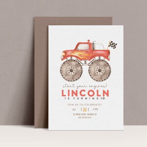 Monster Truck Birthday invitation, Any Age,  Minimalist, Monster Truck Invite, DIY kids birthday, Editable template, printable, DOWNLOAD