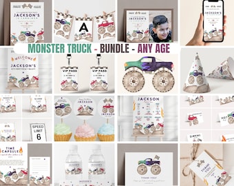 Monster Truck Birthday Invitation Bundle (Digital Download)