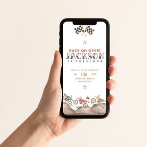 Dirt Bike Birthday mobile invitation, Any Age, evite,  motorcycle Invite, DIY kids birthday, Editable template, printable, INSTANT DOWNLOAD