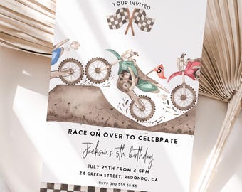 Dirt Bike Birthday Invitation: Race Over, Any Age (Digital Download)