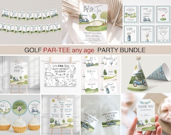 Golf Birthday Invitation Bundle: Par-Tee Theme, Editable Template (Digital Download)