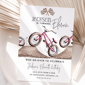 Red BMX Birthday Invitation, Any Age, BMX Invitation, BMX Bike birthday, Dirt bike party, Mountain bike racing party, boy birthday printable