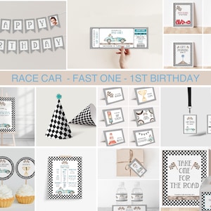 Geburtstags-Einladung für Rennauto-Einladung Ticket laden FAST ONE 1st Birthday Racing-Party ein