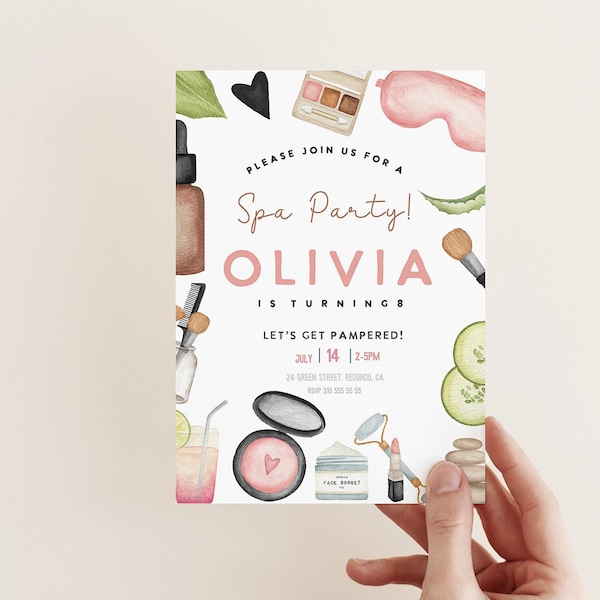 Spa Birthday Party Invitation: Glam Slumber Party (Digital Download)