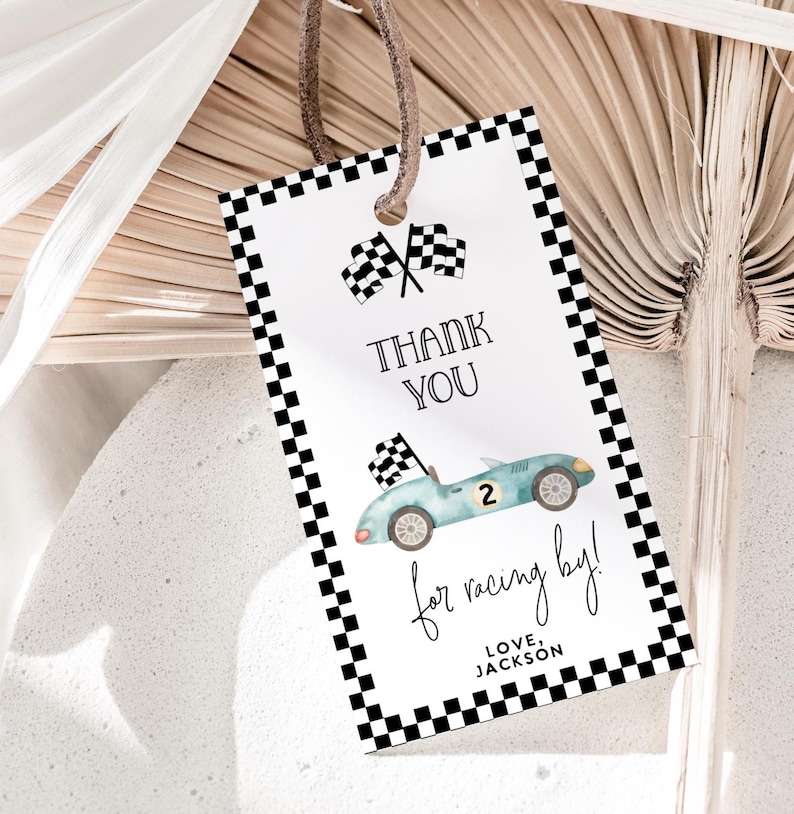race car birthday welcome sign, race car birthday decor, racecar birthday, racecar welcome poster, race car thank you tags, gift tag