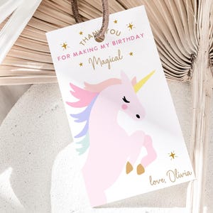 Unicorn Thank you tags, Unicorn party, Unicorn gift tag, Unicorn theme decor, Unicorn Birthday Favor Tags, Editable favour tags, printable