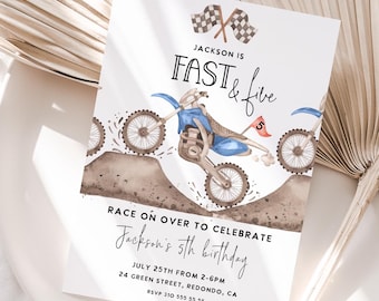 Fast and Five Dirt Bike 5th Birthday Invitation (Digital Download)