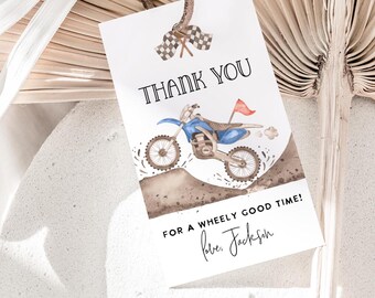 Blue Dirt Bike Thank You Tags: Motocross Party Favors (PRINTABLE)