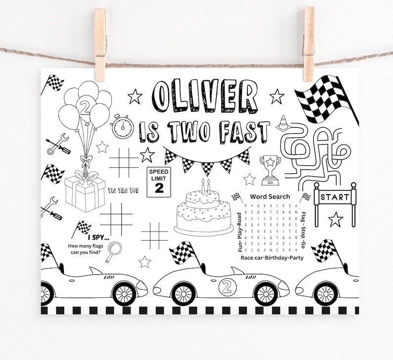 Race car birthday invitaion, Two fast birthday, racing birthday, two fast theme, racecar decor, vintage race car, racing birthday invitation, race car coloring page, race car coloring sheet