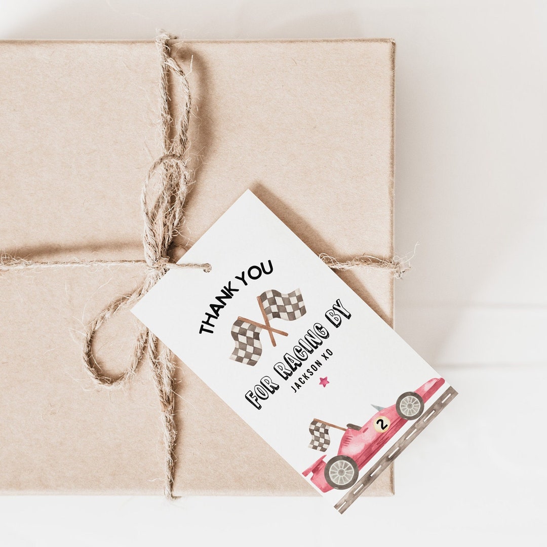 Race Car Birthday Thank You Tag, TWO FAST Birthday, Car Birthday ...