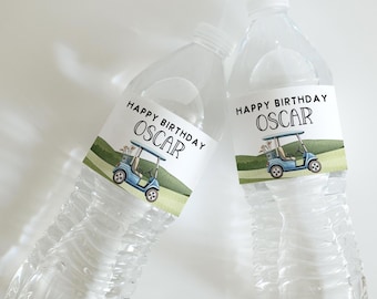 Etiqueta para botella de agua de golf: Decoración imprimible para cumpleaños "¡A festejar!" (Descarga instantánea, plantilla PDF)