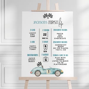 FIRST LAP Race car Milestone board, 1st Birthday, Fast one, blue Race car milestone sign, race car party decor, vintatge race car, template