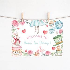 Alice in Wonderland placemat Mad Tea party placemats Alice in wonderland decor tea party placemats first birthday any age editable template