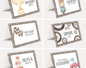 Race Car Birthday Food Tent Labels: Pit Stop Theme (Digital Download)
