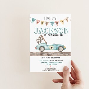 Race Car Birthday Invitation, Any Age, Editable birthday, Vintage car birthday Invite, template, printable, corjl, INSTANT DOWNLOAD