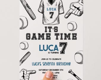 Editable Baseball Birthday Invitation: Game Time sports Theme printable (Digital Download, 5x7 in.)