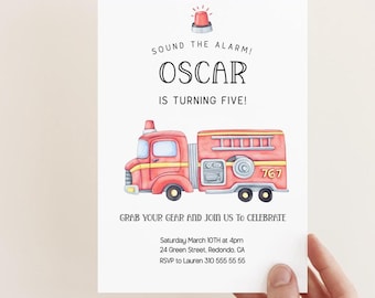 Editable Firetruck Birthday Invitation: Fire Engine Party (Digital Download)