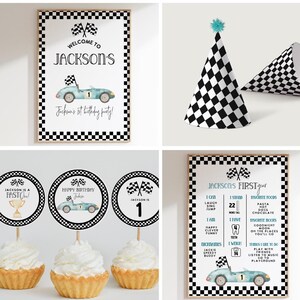 race car birthday bundle, first birthday, 1st birthday Fast one race car bundle, race car decor, Fast one birthday invitation, race car birthday invite