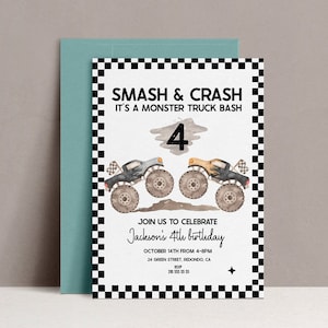 Monster Truck Birthday invitation, Any Age Monster truck bash, Monster Jam invitation Monster Truck Invite, boy birthday, Editable printable