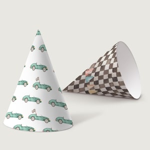 Race car birthday party hats, any age, two fast, fast one, birthday hats,  Boy birthday invite, Race car invite, Editable,  INSTANT DOWNLOAD