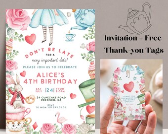 Wonderland Birthday Invitation: Tea Party, magical party, Any Age (Digital Template)