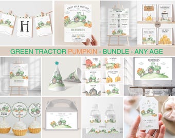Tractor Birthday Party Bundle: Green Farm Theme (Digital Download)