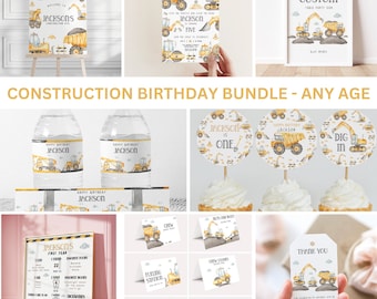 Construction Birthday Party Bundle: Editable Digger Theme (Digital Download)