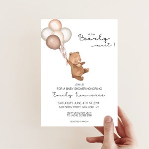 Boho Bear Baby Shower Invitation: Gender Neutral Template (Digital Download)