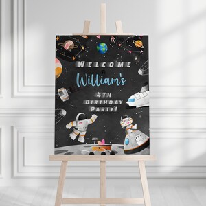 Spazio esterno modificabile Poster di benvenuto Festa di compleanno dell'astronauta Modello di sistema solare Galaxy Blast Off Planet Corjl digitale DOWNLOAD ISTANTANEO