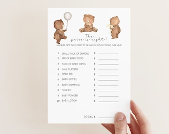 Boho Bear Baby Shower Game: The Price is Right (Digital Download)