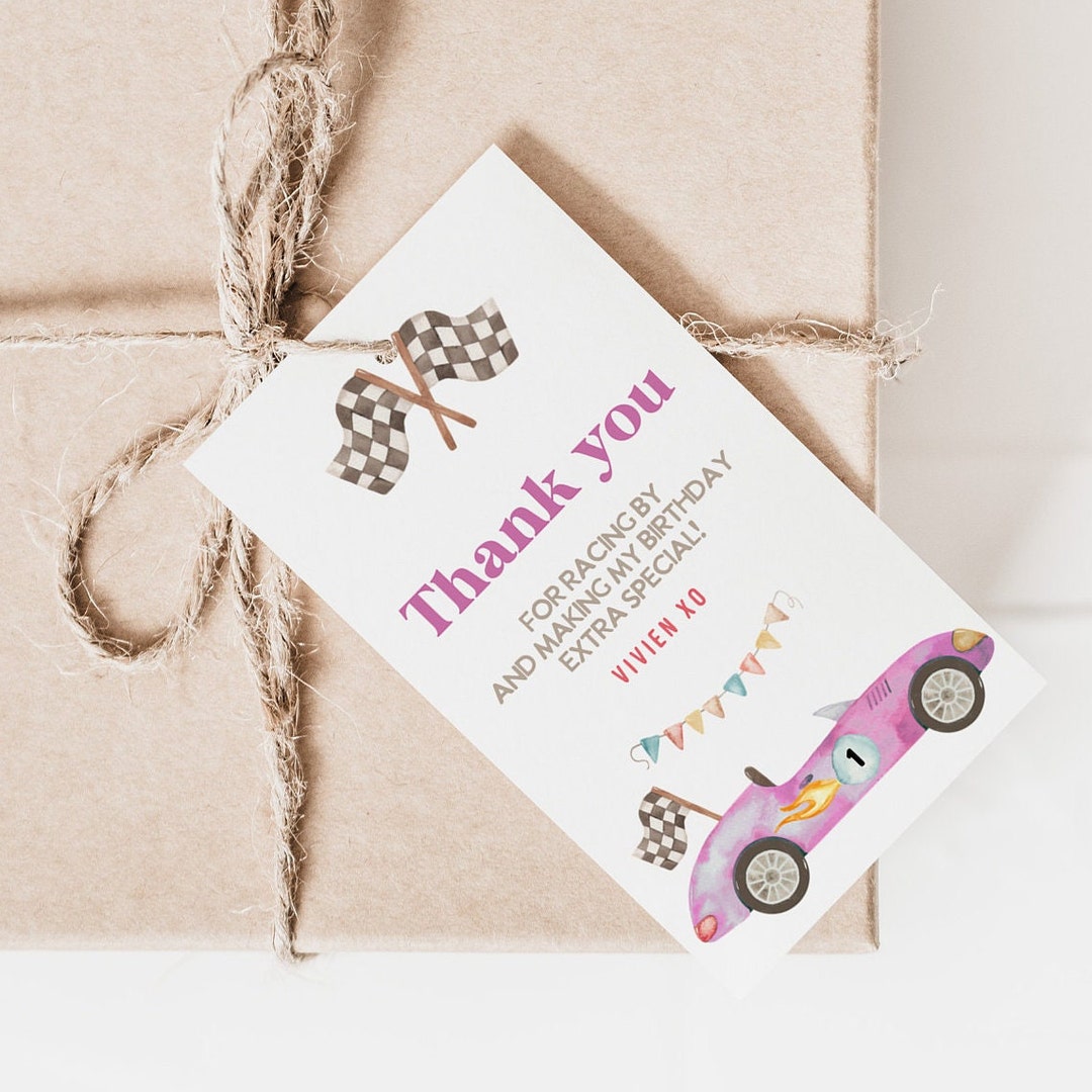 Race Car Birthday Thank You Tags, Favor Labels, Racing Car Birthday ...