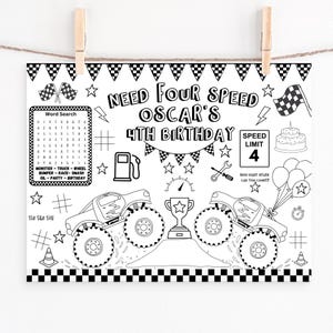 monster truck coloring page, monster truck birthday, monster truck party, monster truck activity page