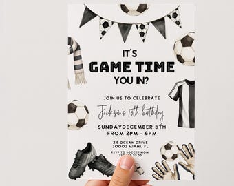 Game Time Soccer Birthday Invitation: Any age boy football sports Party, editable (Digital Download)
