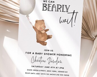 Invitación para baby shower "Podemos esperar": plantilla de género neutro (descarga digital)