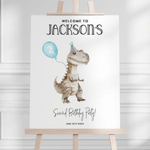 Editable Dinosaur Birthday Welcome Sign: Dino Party Decor (Digital Download)
