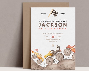 Monster Truck Birthday Invitation: Editable Template (Digital Download)
