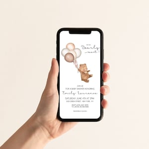 Bear Baby Shower Invitation: Gender Neutral Mobile Invite (Digital Download)