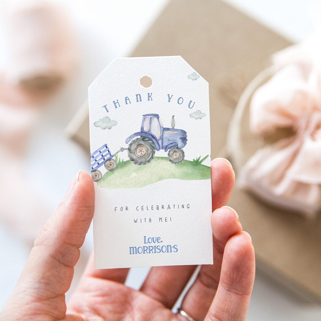 Tractor Birthday Thank You Tags: Farm Party Favor (instant Download) - Etsy