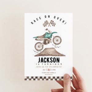 Dirt Bike Birthday invitation, Any Age,  Race on over,  motorcycle Invite, DIY kids birthday, Editable template, printable, INSTANT DOWNLOAD