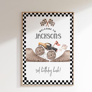 Editable Monster truck Welcome sign, Any Age, Monster truck party, Monster Jam, Monster truck birthday, monster truck bash theme,  printable