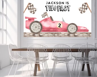 Verjaardagsachtergrond Two Fast Race Car: banner 2e verjaardag (digitale download)