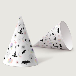 Printable Halloween Birthday party hat, halloween party hat, Halloween decor Halloween birthday Invitation 1st birthday, boo , DIY printable