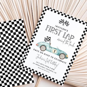 FIRST LAP around the track birthday invitation, 1st birthday, racecar party, Fast one birthday, race car theme, first birthday, download