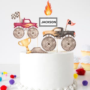 Monster truck Cake toppers, Editable Monster truck party decor, Monster truck cake decor,  Monster Jam, Monster truck toppers,  download