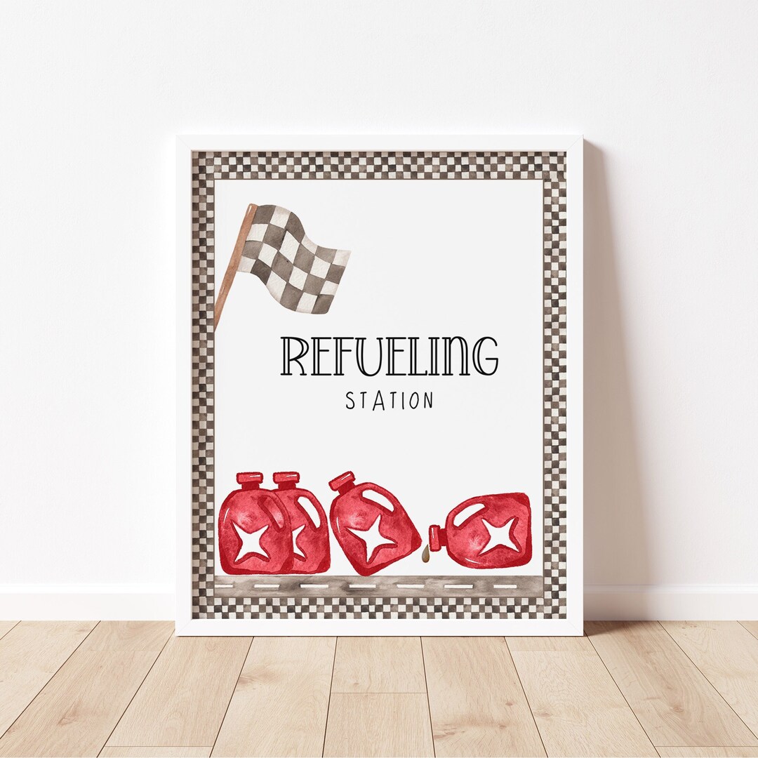 Race Car Birthday Party Sign, Refueling Sign Birthday Favor Sign ...