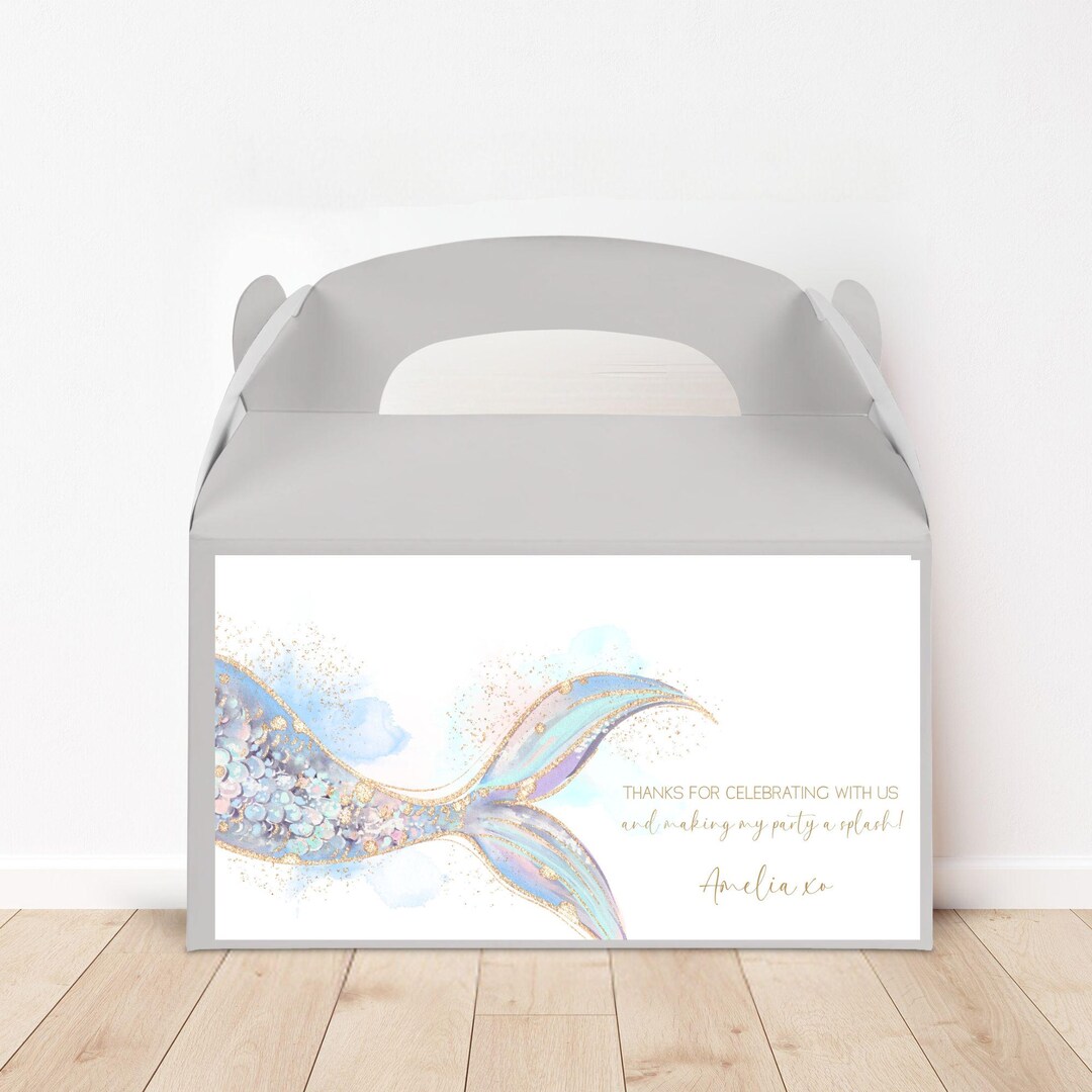Editable Mermaid Birthday Gable Box Label: Under the Sea Favor Box ...