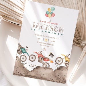 Dirt Bike Birthday invitation, Any Age,  Race on over,  motorcycle Invite, DIY kids birthday, Editable template, printable, INSTANT DOWNLOAD